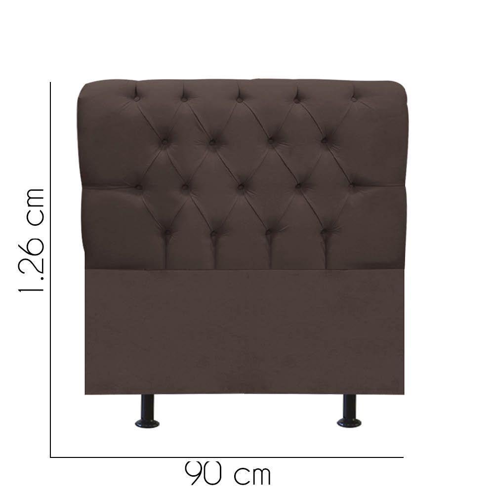 Cabeceira Estofada Cama Box Solteiro 90cm París Suede Marrom- Mabe Magazine - 3