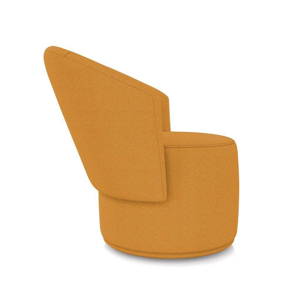 Poltrona Decorativa Orgânica Fixa Para Sala Malu Bouclê Mostarda M11 - D'rossi - 6