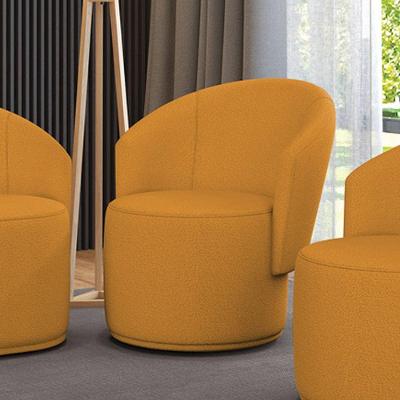 Poltrona Decorativa Orgânica Fixa Para Sala Malu Bouclê Mostarda M11 - D'rossi