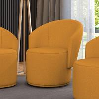 Poltrona Decorativa Orgânica Fixa Para Sala Malu Bouclê Mostarda M11 - D'rossi - 1