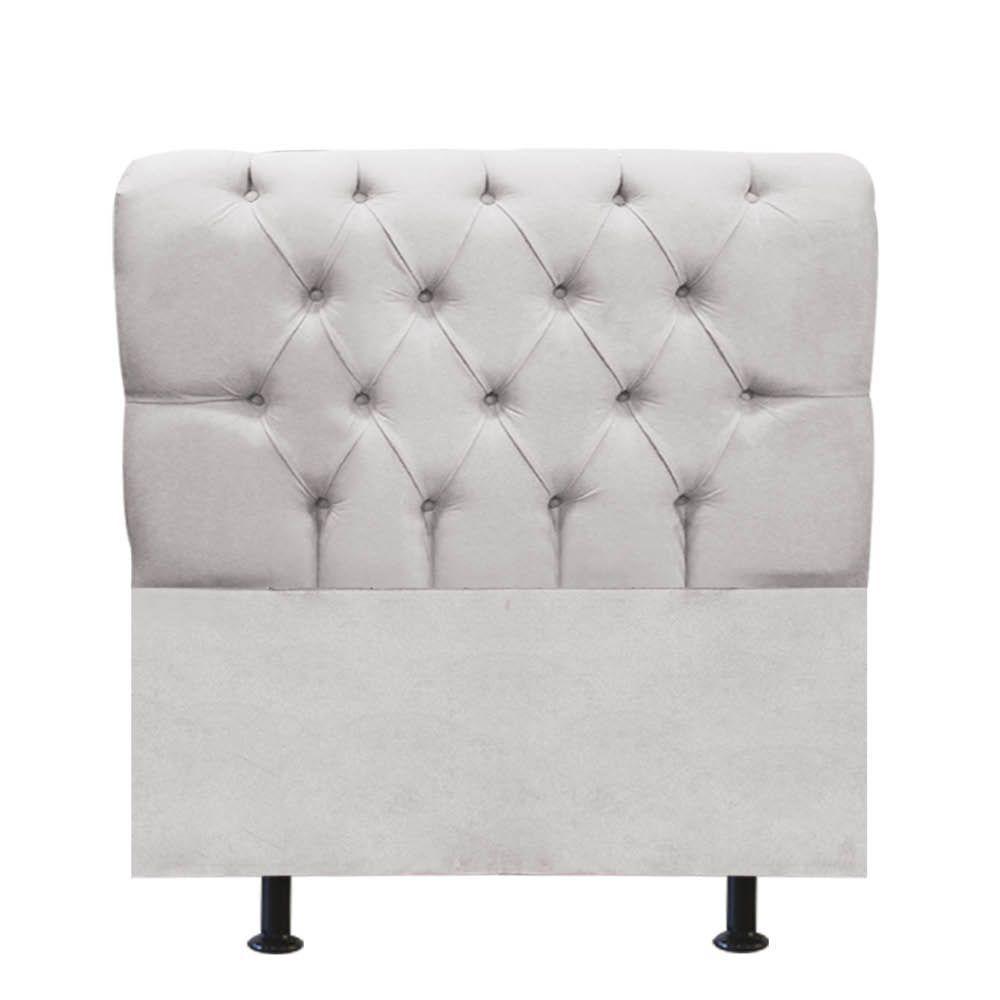 Cabeceira Estofada Cama Box Solteiro 90cm París Veludo Cinza Claro- Mabe Magazine - 1