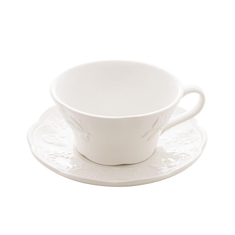 Conjunto 3 Peças De Chá De Porcelana New Bone Butterfly Flower Lyor - 3
