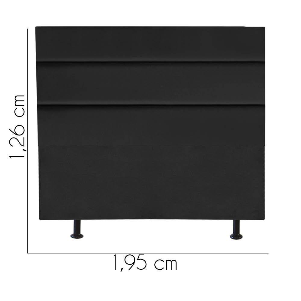 Cabeceira Estofada Cama Box King 195cm Argentina Suede Preto- Mabe Magazine - 3