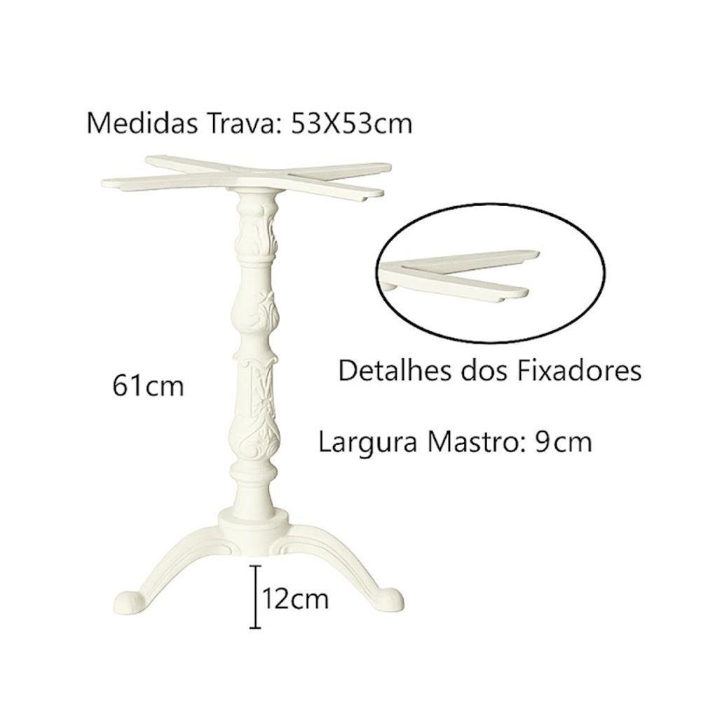 Kit Pé De Mesa Base Trava Veroninha Alumínio Fundido Branco - 3