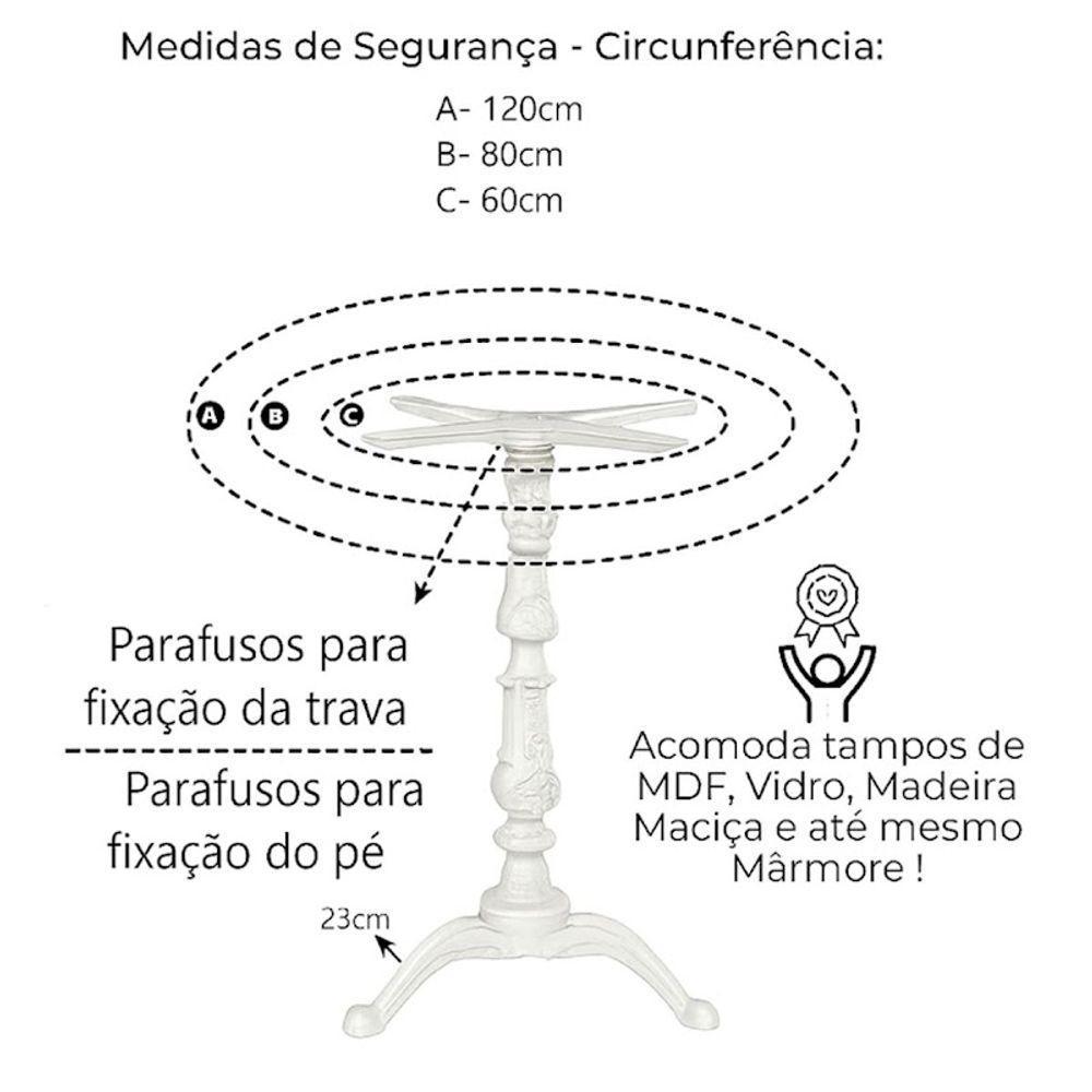 Kit Pé De Mesa Base Trava Veroninha Alumínio Fundido Branco - 4