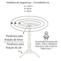 Kit Pé De Mesa Base Trava Veroninha Alumínio Fundido Branco