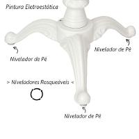 Kit Pé De Mesa Base Trava Veroninha Alumínio Fundido Branco - 6