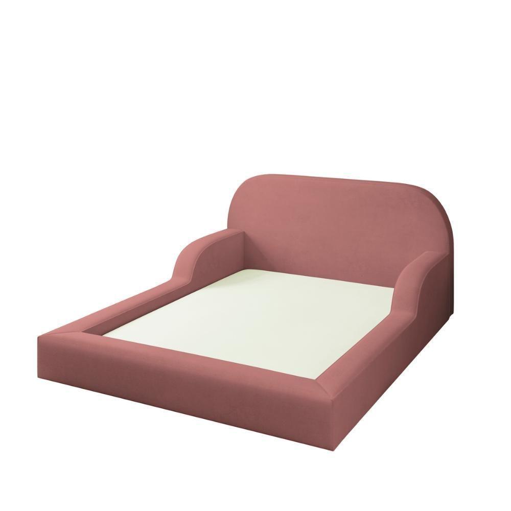 Cama Colchão Casal Montessoriana Infantil Proteção Lateral Rosa - 2