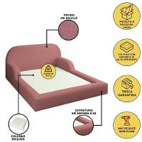 Cama Colchão Casal Montessoriana Infantil Proteção Lateral Rosa - 3