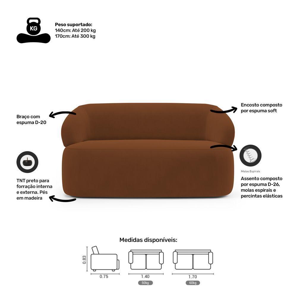 Kit 02 Poltronas Giratória E 01 Sofá Orgânico Glee 03 Lugares 170cm Veludo Terracota - Abmaza - 6