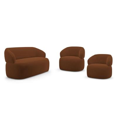 Kit 02 Poltronas Giratória E 01 Sofá Orgânico Glee 03 Lugares 170cm Veludo Terracota - Abmaza