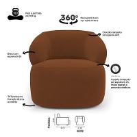 Kit 02 Poltronas Giratória E 01 Sofá Orgânico Glee 03 Lugares 170cm Veludo Terracota - Abmaza - 3