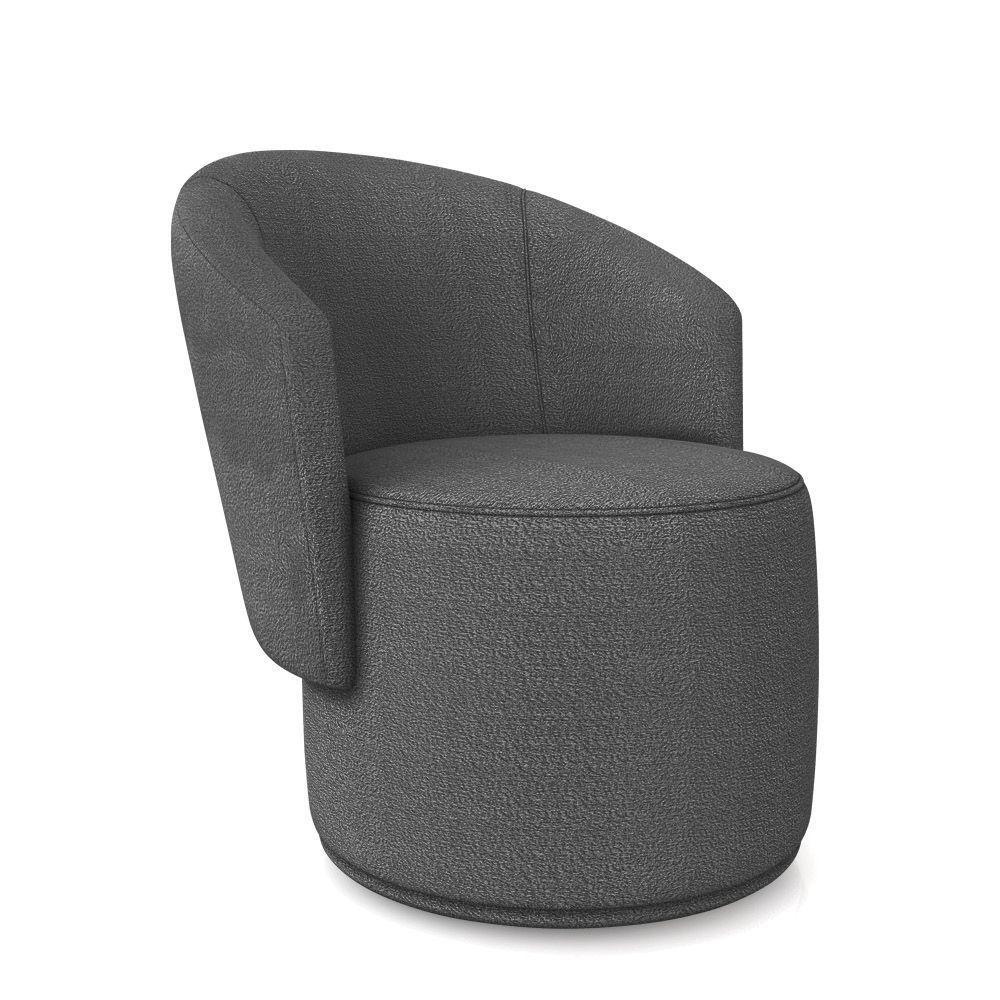 Poltrona Decorativa Orgânica Fixa Para Sala Malu Bouclê Grafite M11 - D'rossi - 2