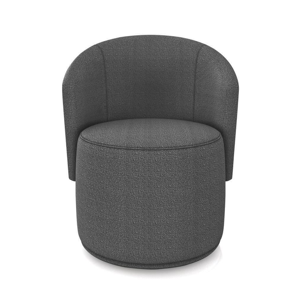 Poltrona Decorativa Orgânica Fixa Para Sala Malu Bouclê Grafite M11 - D'rossi - 5