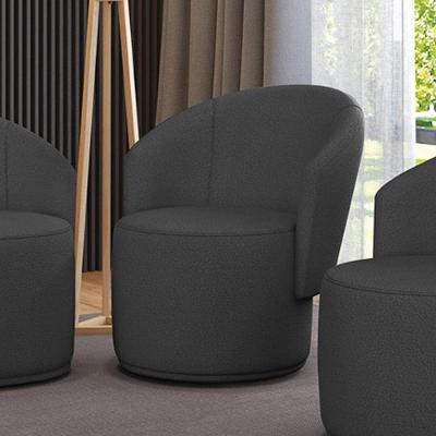 Poltrona Decorativa Orgânica Fixa Para Sala Malu Bouclê Grafite M11 - D'rossi
