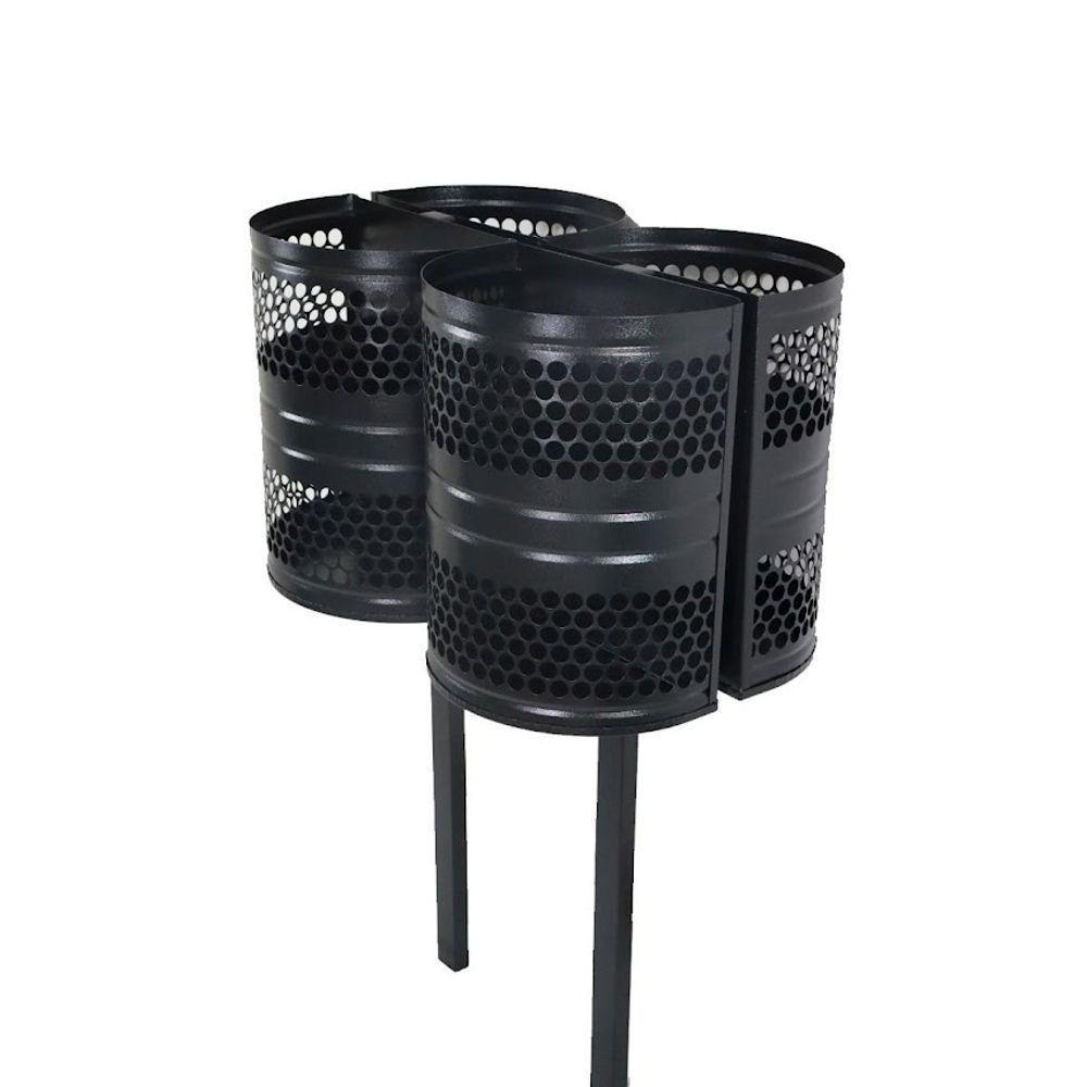 Lixeira Polônia 4 Cestos Parque Calçada Rua Tela Moeda 120cm - 1