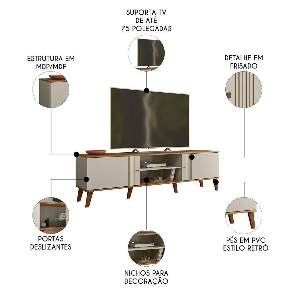 Rack Bancada Para TV 75 Polegadas 180cm Sia Off White Nature Z49 - Mpozenato - 3