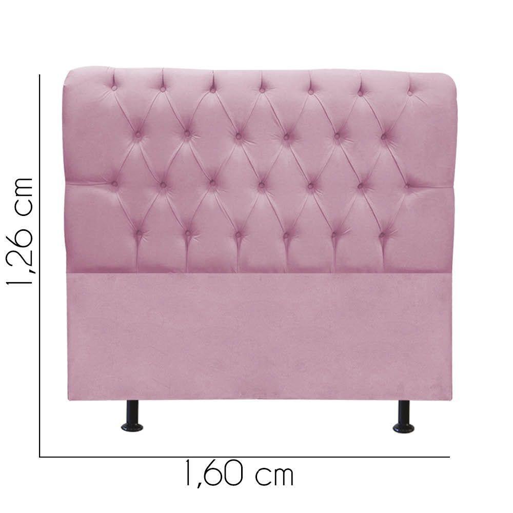 Cabeceira Estofada Cama Box Queen 160cm París Veludo Rosa Bebe- Mabe Magazine - 3