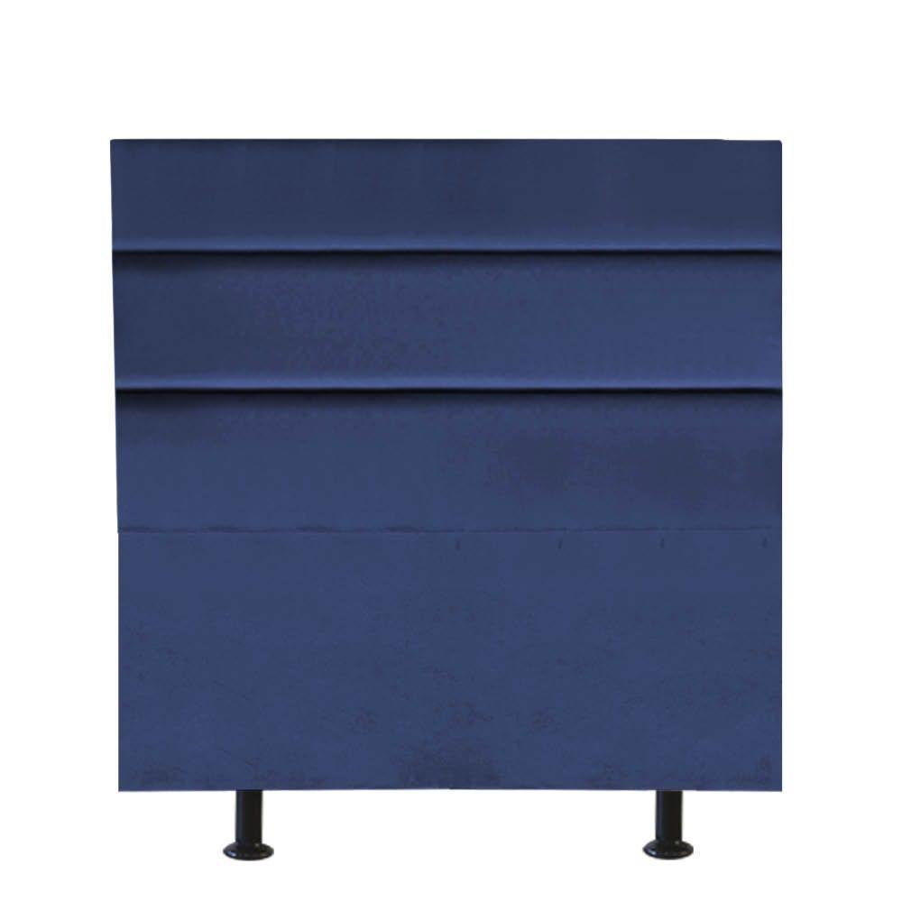 Cabeceira Estofada Cama Box Solteiro 100cm Argentina Corino Azul- Mabe Magazine - 1