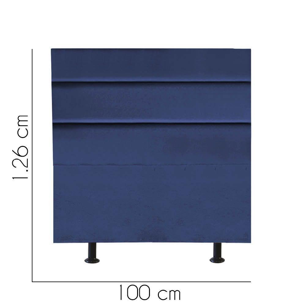 Cabeceira Estofada Cama Box Solteiro 100cm Argentina Corino Azul- Mabe Magazine - 3