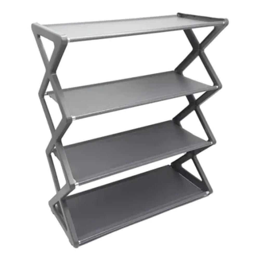 Sapateira Modular Com 4 Prateleiras Ajustáveis Cinza – Design Compacto E Elegante Para Até 8 Pares De Calçados - 5