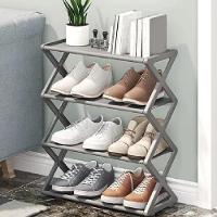 Sapateira Modular Com 4 Prateleiras Ajustáveis Cinza – Design Compacto E Elegante Para Até 8 Pares De Calçados - 2