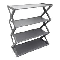 Sapateira Modular Com 4 Prateleiras Ajustáveis Cinza – Design Compacto E Elegante Para Até 8 Pares De Calçados - 5