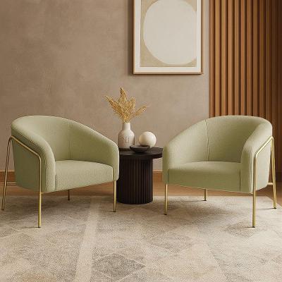 Poltrona Sala Industrial Alta Dourado Kit 2 Stella Bouclê Pistache D03 - D'rossi