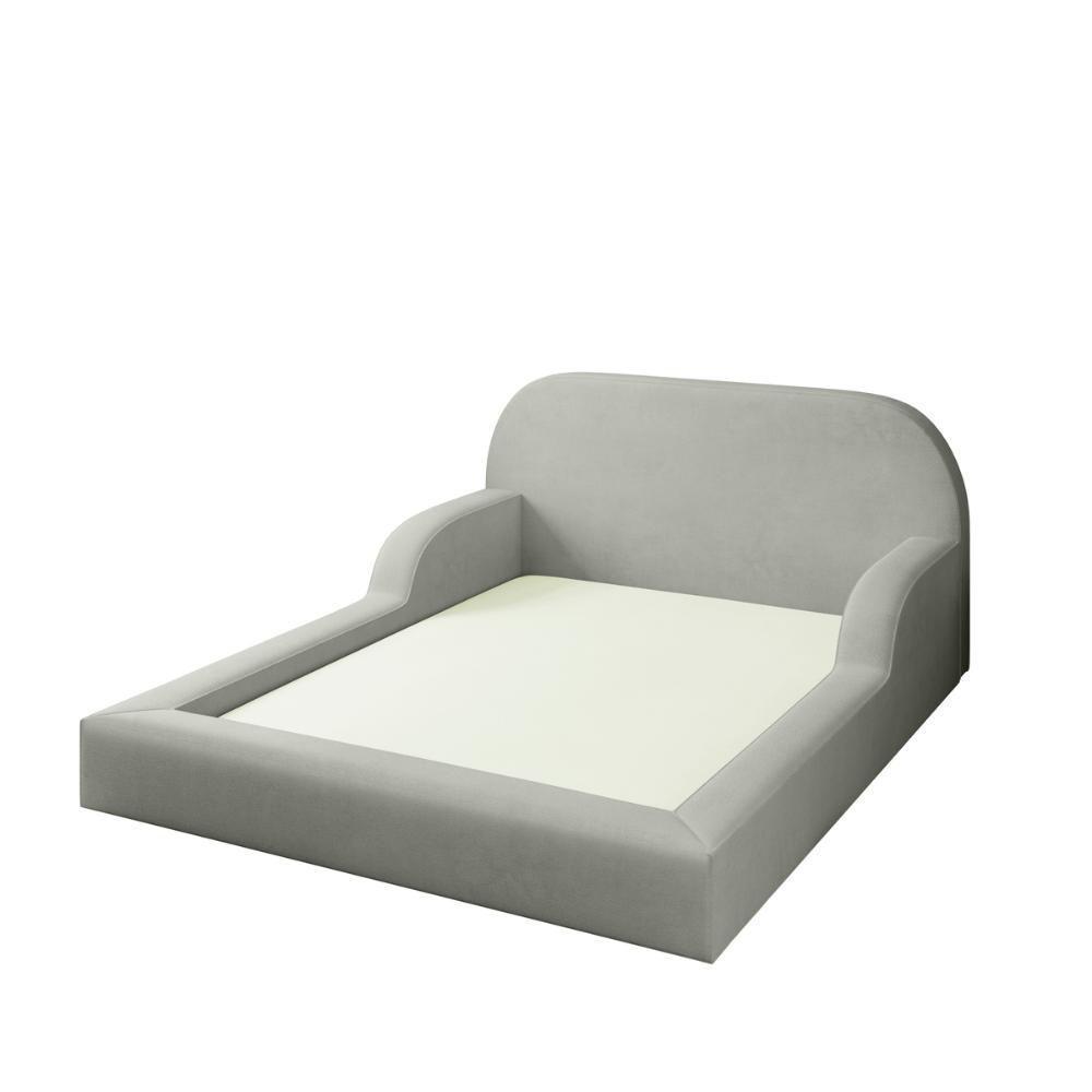 Cama Colchão Casal Montessoriana Infantil Proteção Lateral Cinza Claro - 2