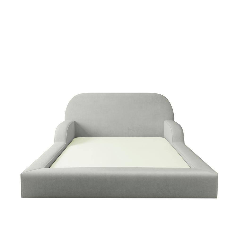 Cama Colchão Casal Montessoriana Infantil Proteção Lateral Cinza Claro - 6