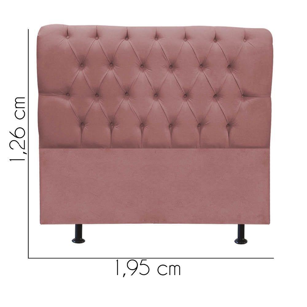 Cabeceira Estofada Cama Box King 195cm París Veludo Rose- Mabe Magazine - 3
