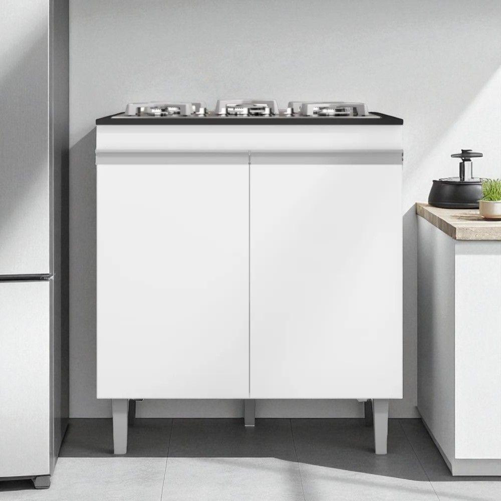 Balcão Armário De Cozinha Multiuso Para Cooktop Com Tampo 4 Ou 5 Bocas Andréia Branco- Mabe Magazine - 3