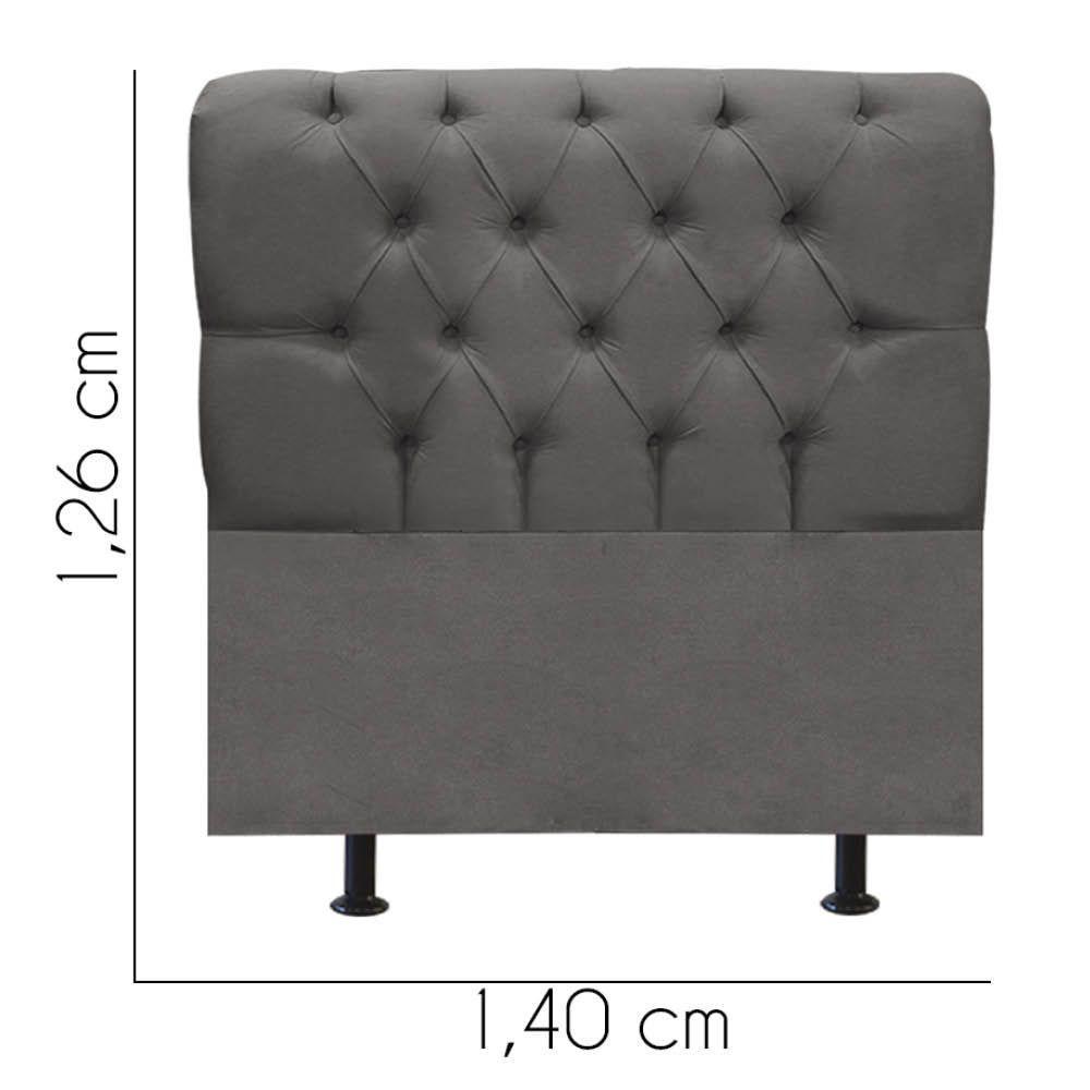 Cabeceira Estofada Cama Box Casal 140cm París Veludo Cinza Escuro- Mabe Magazine - 3