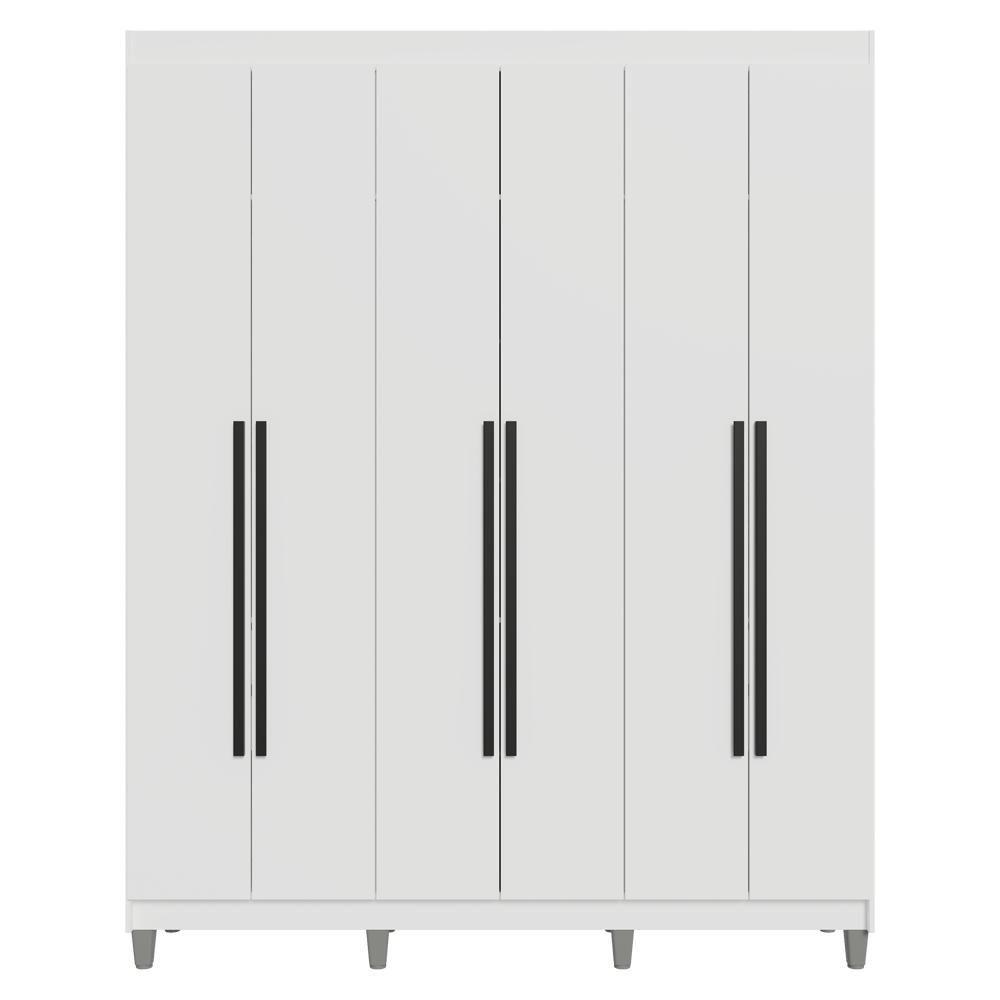 Guarda-roupa Casal Com Pés 6 Portas Batentes Branco/branco/preto Netuno Madesa - 9