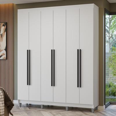 Guarda-roupa Casal Com Pés 6 Portas Batentes Branco/branco/preto Netuno Madesa