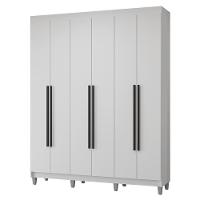 Guarda-roupa Casal Com Pés 6 Portas Batentes Branco/branco/preto Netuno Madesa - 2