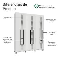 Guarda-roupa Casal Com Pés 6 Portas Batentes Branco/branco/preto Netuno Madesa