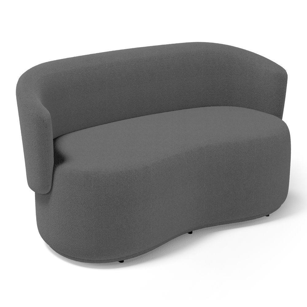 Poltrona Namoradeira Aisha 02 Lugares Orgânica Bouclê Cinza Escuro - Abmaza - 1