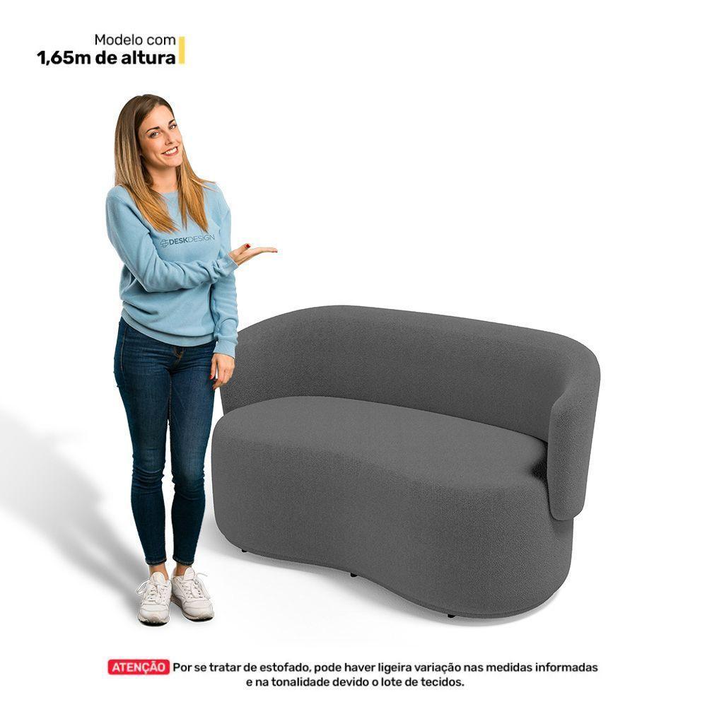 Poltrona Namoradeira Aisha 02 Lugares Orgânica Bouclê Cinza Escuro - Abmaza - 5