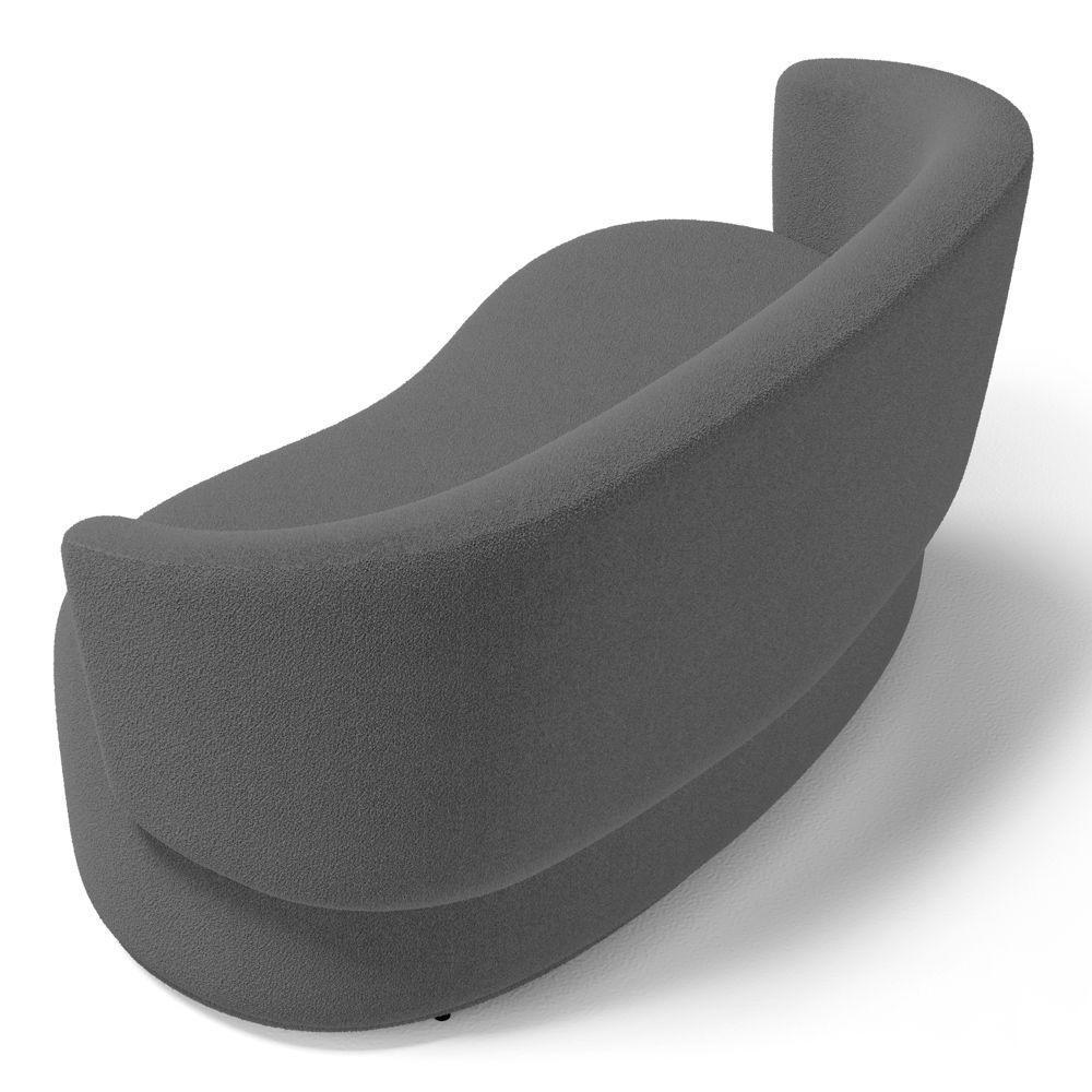 Poltrona Namoradeira Aisha 02 Lugares Orgânica Bouclê Cinza Escuro - Abmaza - 6