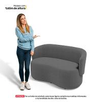 Poltrona Namoradeira Aisha 02 Lugares Orgânica Bouclê Cinza Escuro - Abmaza - 5