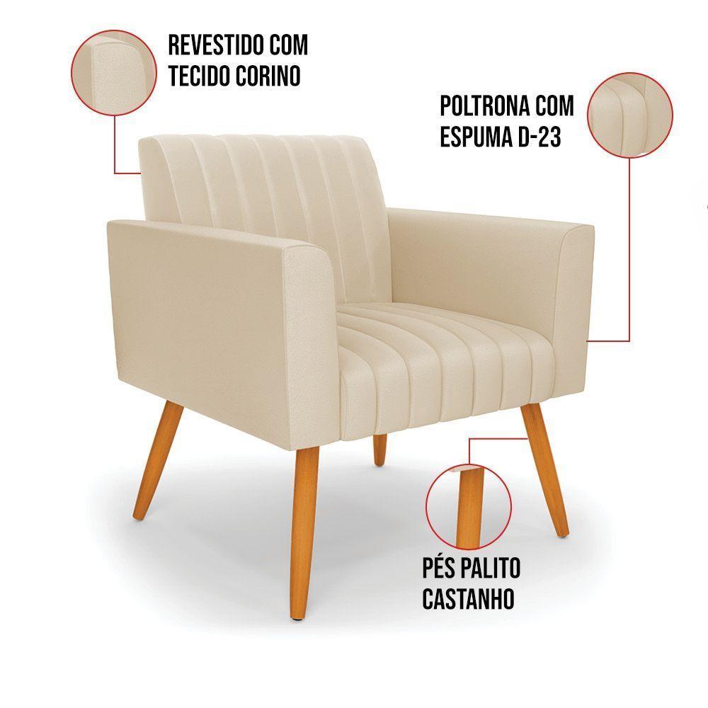 Kit 2 Poltronas Viena Gomada Corino Pés Palito Castanho D03 - D'rossi Preto - 3