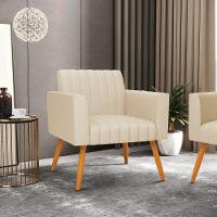 Kit 2 Poltronas Viena Gomada Corino Pés Palito Castanho D03 - D'rossi Preto - 2