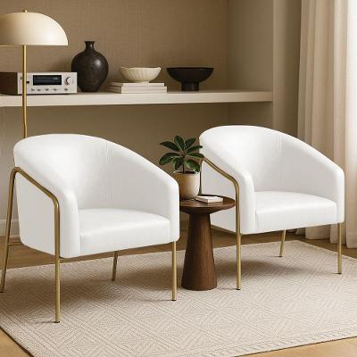 Poltrona Sala Industrial Alta Dourado Kit 2 Stella Sintético Pu Branco D03 - D'rossi