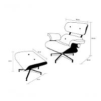 Poltrona De Couro Com Puff Charles Eames Preto