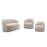 Kit 02 Poltronas Giratória E 01 Sofá Orgânico Glee 03 Lugares 170cm Veludo Bege - Abmaza - 1