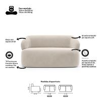 Kit 02 Poltronas Giratória E 01 Sofá Orgânico Glee 03 Lugares 170cm Veludo Bege - Abmaza - 6