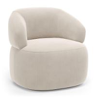 Kit 02 Poltronas Giratória E 01 Sofá Orgânico Glee 03 Lugares 170cm Veludo Bege - Abmaza - 9