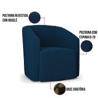 Poltrona Sala De Estar Base Giratória Stella Max Bouclê D03 - D'rossi Azul - 3
