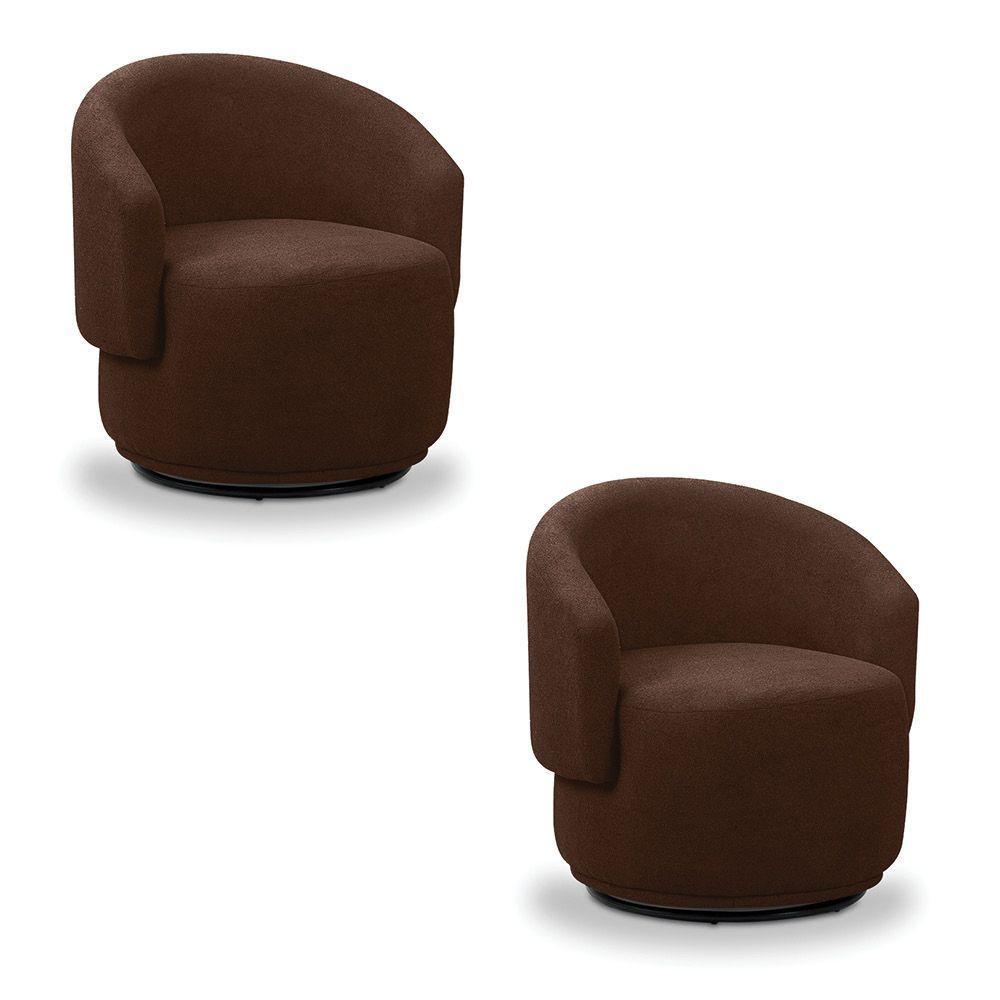 Poltrona Decorativa Orgânica Kit 2 Névoa Bouclê E03 - D'rossi Marrom - 2